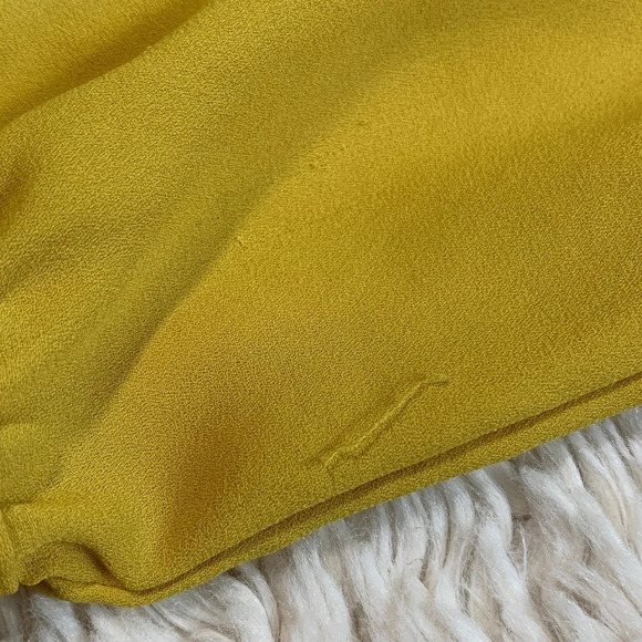 Anthropology meadow rue gold mustard yellow scalloped blouse size 8 button down - Picture 3 of 12